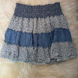 American Eagle Outfitters Blue and White Floral Mini Skirt